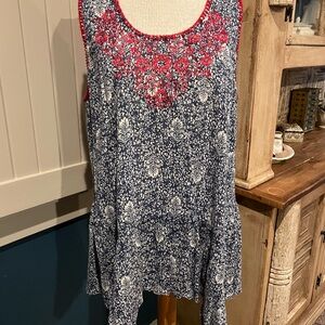 Westbound Blue and Red Floral Blouse
